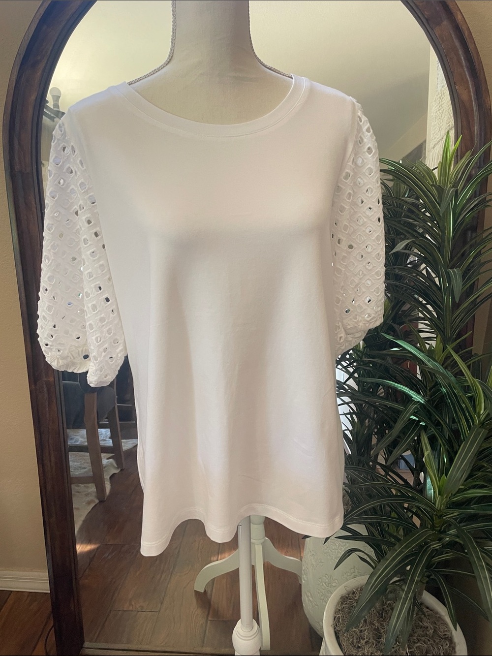 Chico’s Embroidered Eyelet Sleeve Top